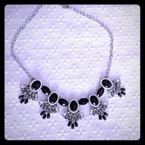 White, black, and silver statement necklace